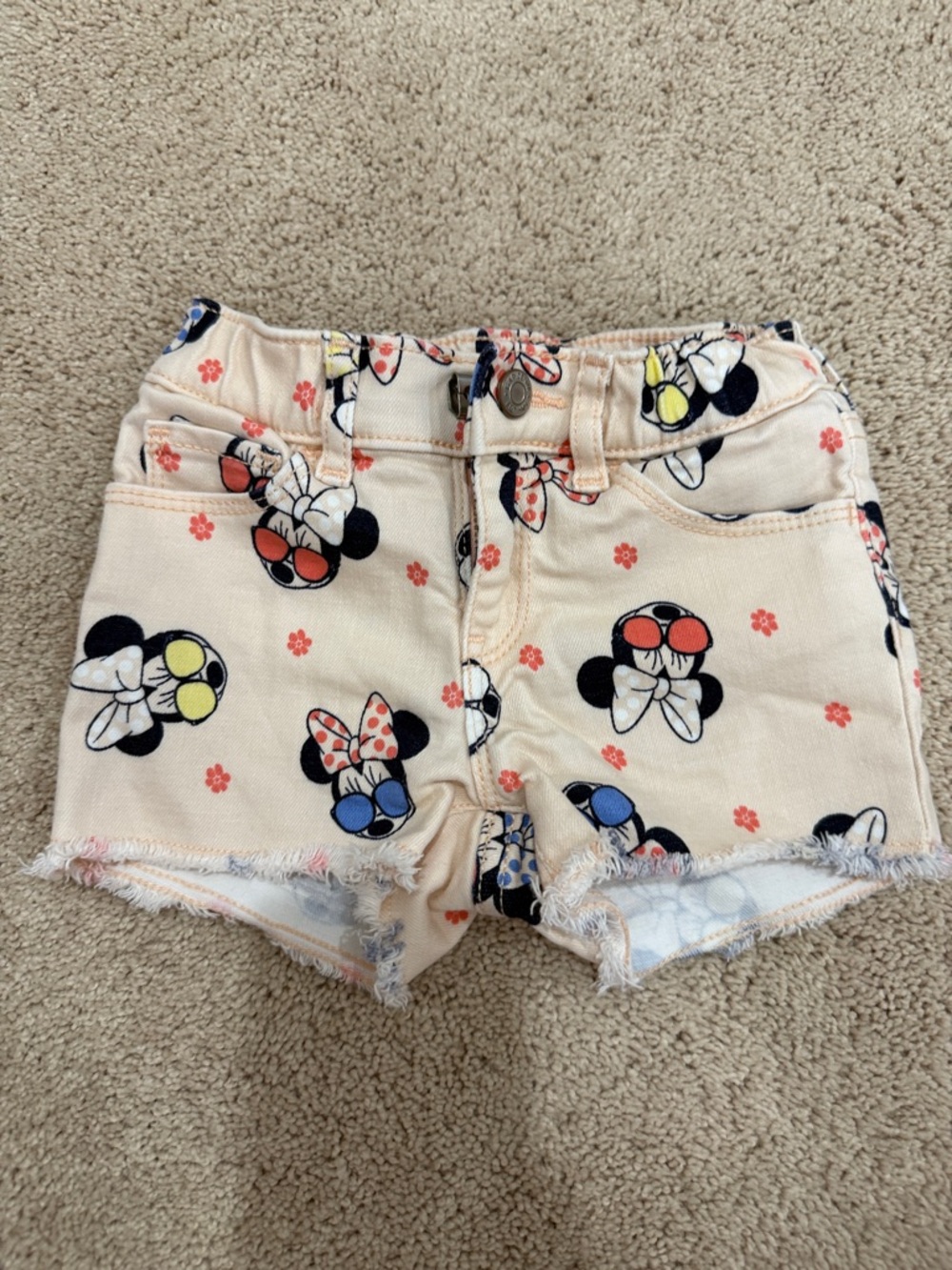GAP Peach Minnie Mouse Print Denim Shorts